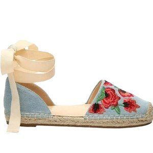 Jessica Simpson Fippo Strappy Denim Flats Womens Shoes Size 6